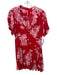 Free People Size M Red, White & Blue Viscose Floral Short Sleeve V Neck Dress Red, White & Blue / M