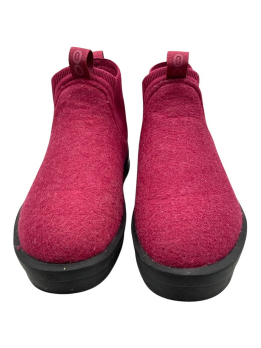 Oofos Shoe Size 9.5 Cranberry Red Wool Blend Felted Elastic Ankle Pull Tab Boots Cranberry Red / 9.5
