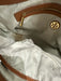 Tory Burch Brown Saffiano Leather Crossbody Strap Zipper Pocket Tote Bag Brown