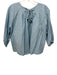 Livro Size S/M Blue Cotton Seersucker Elastic Waist keyhole front Pant Set Blue / S/M