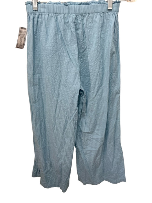 Livro Size S/M Blue Cotton Seersucker Elastic Waist keyhole front Pant Set Blue / S/M