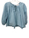 Livro Size S/M Blue Cotton Seersucker Elastic Waist keyhole front Pant Set Blue / S/M