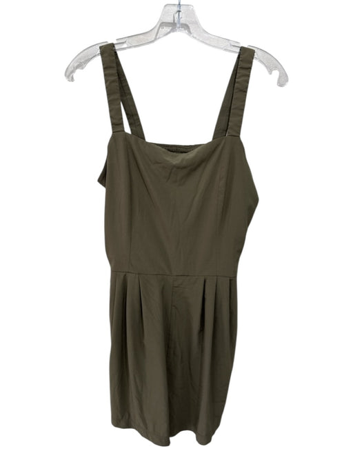 Vuori Size M Olive Green Polyester Blend Pleated Waist Pockets Romper Olive Green / M