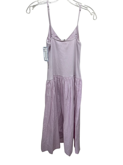 Maeve Size M Lilac Cotton Blend Ribbed Bodice V Waist V Neck Midi Dress Lilac / M