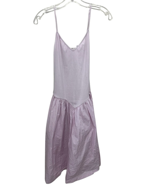 Maeve Size M Lilac Cotton Blend Ribbed Bodice V Waist V Neck Midi Dress Lilac / M