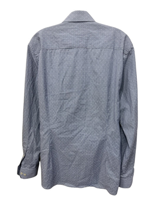 Eton Size 16.5 Blue & White Cotton Plaid Button Down Men's Long Sleeve Shirt Blue & White / 16.5