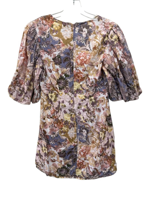 Anna Cate Size S Pink, purple & yellow Cotton Floral Paisley V Neck Dress Pink, purple & yellow / S