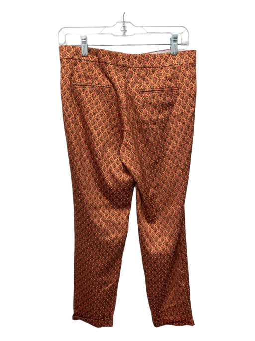 Etro Size 40 Orange Viscose & Polyamide Zip Fly Pockets Floral Print Satin Pants Orange / 40