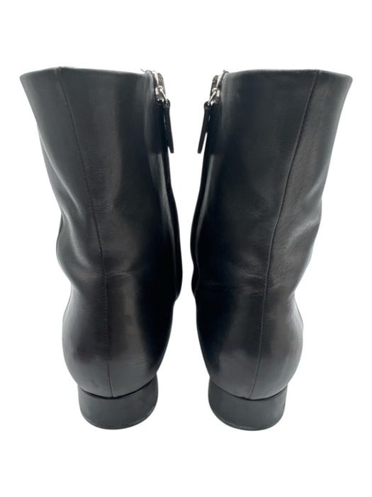 Gucci Black Leather Side Zip Block Heel Horsebit Booties Black