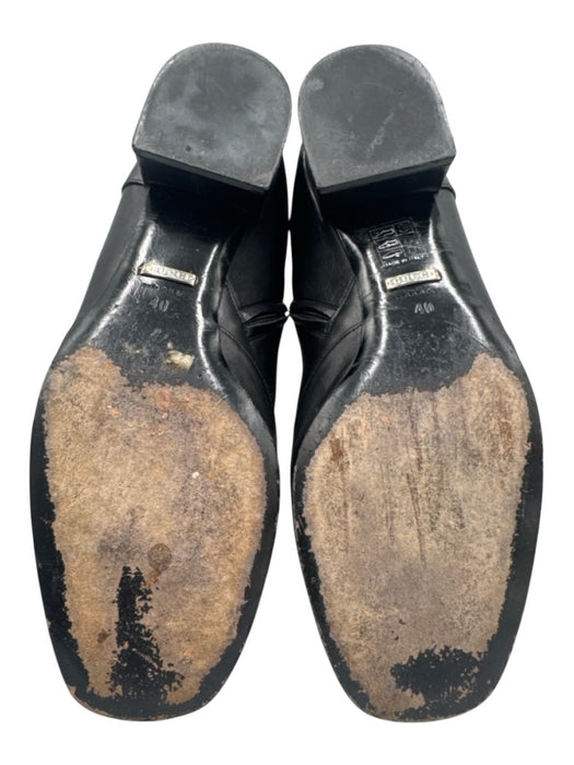 Gucci Black Leather Side Zip Block Heel Horsebit Booties Black