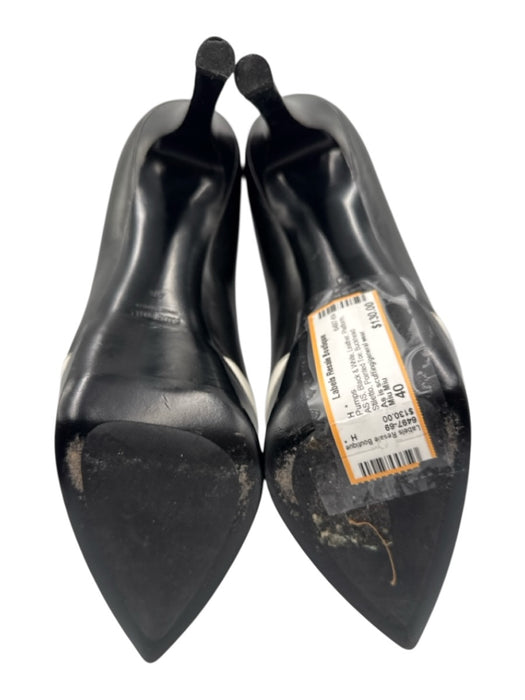 Miu Miu Shoe Size 40 Black & White Leather Platform Stiletto Pointed Toe Pumps Black & White / 40