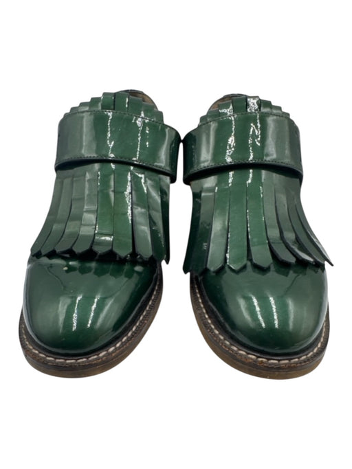 Marni Shoe Size 39 Green Patent Leather Velcro Strap Fringe Brogue Shoes Green / 39