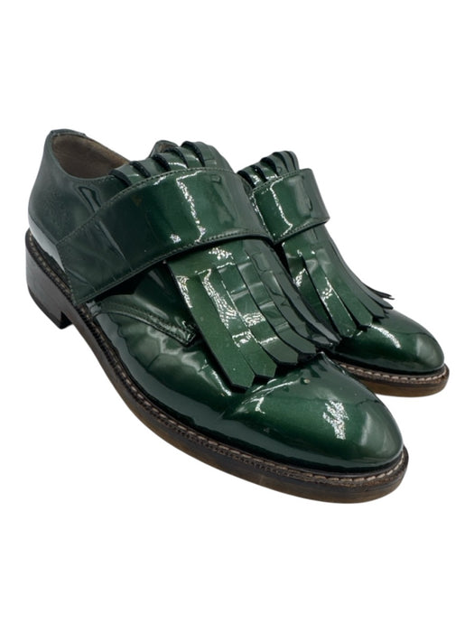 Marni Shoe Size 39 Green Patent Leather Velcro Strap Fringe Brogue Shoes Green / 39