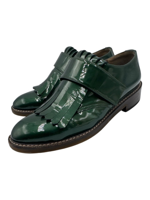 Marni Shoe Size 39 Green Patent Leather Velcro Strap Fringe Brogue Shoes Green / 39