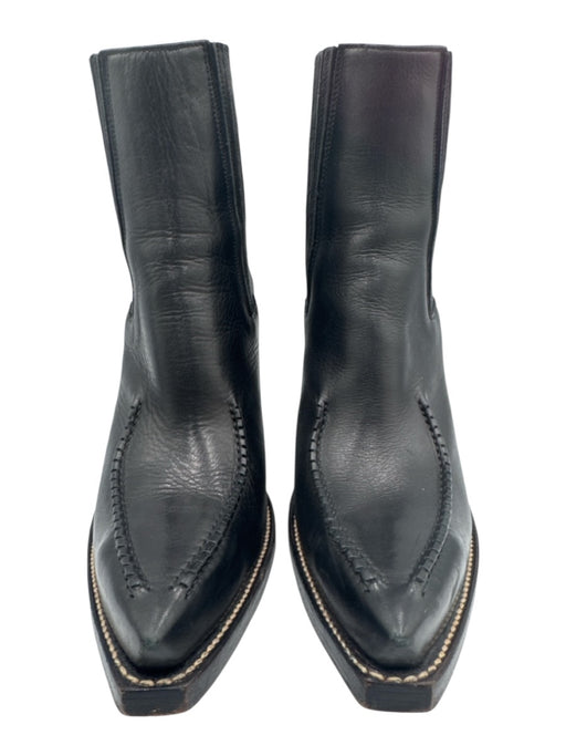 Celine Shoe Size 39.5 Black Leather Pointed Toe Western Booties Black / 39.5