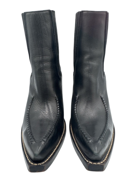 Celine Shoe Size 39.5 Black Leather Pointed Toe Western Booties Black / 39.5