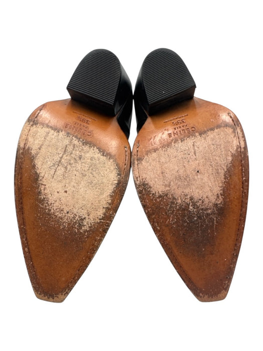 Celine Shoe Size 39.5 Black Leather Pointed Toe Western Booties Black / 39.5