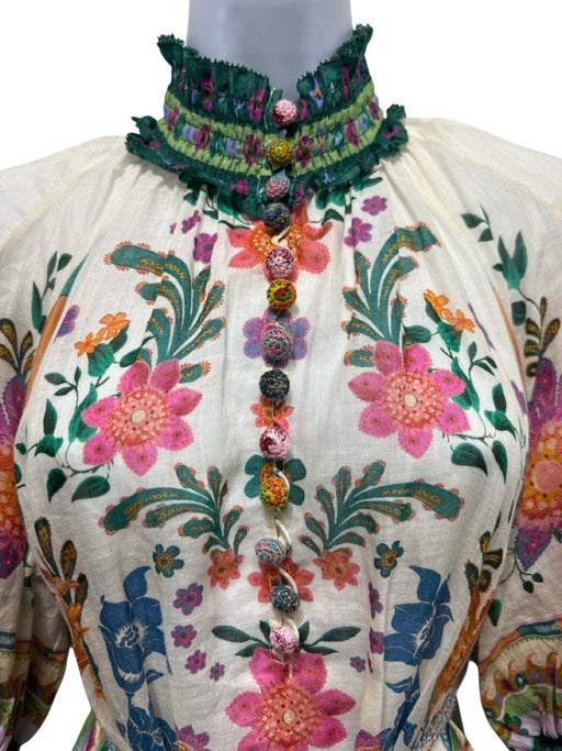 Zimmermann Size 1 / S Beige, Green, Multi Ramie Button Detail Floral Maxi Dress Beige, Green, Multi / 1 / S