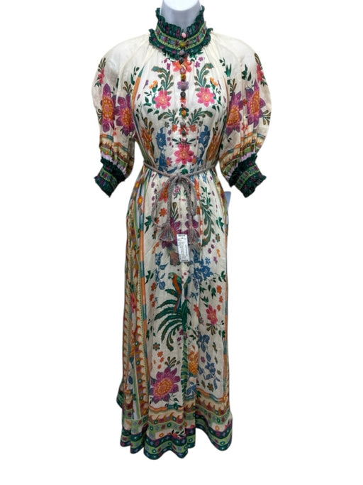 Zimmermann Size 1 / S Beige, Green, Multi Ramie Button Detail Floral Maxi Dress Beige, Green, Multi / 1 / S