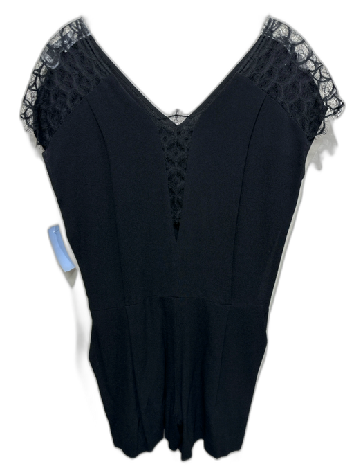 Sandro Size S Black Viscose Lace V Neck Cap Sleeve Mini Romper Black / S
