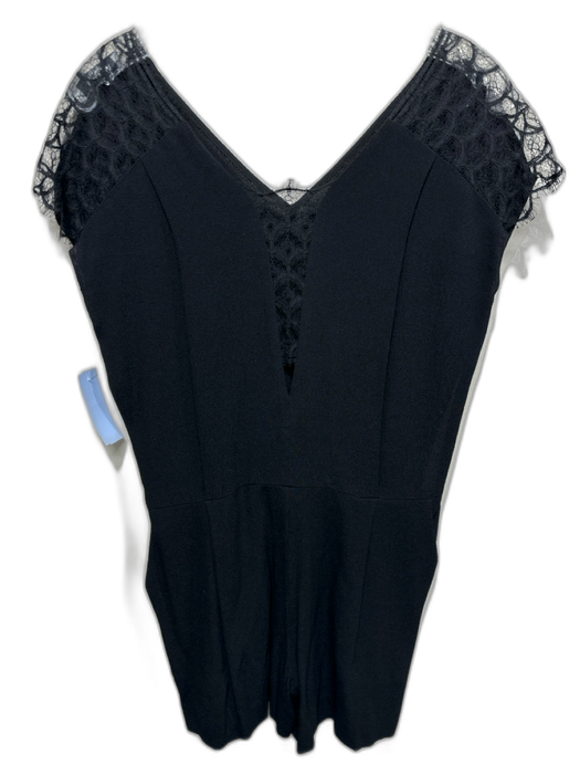 Sandro Size S Black Viscose Lace V Neck Cap Sleeve Mini Romper Black / S