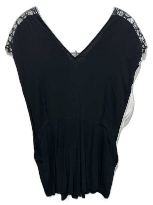 Sandro Size S Black Viscose Lace V Neck Cap Sleeve Mini Romper Black / S