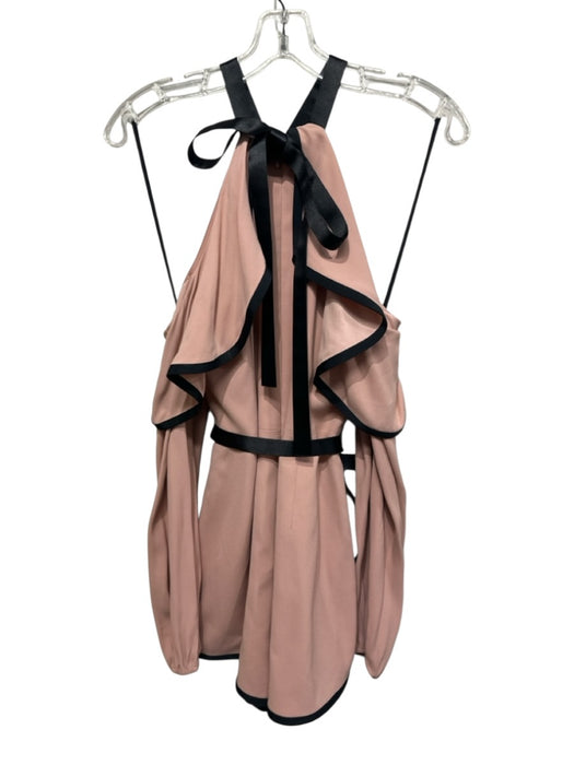 Alexis Size Medium Blush & Black Viscose Blend Long Sleeve Cold Shoulder Romper Blush & Black / Medium