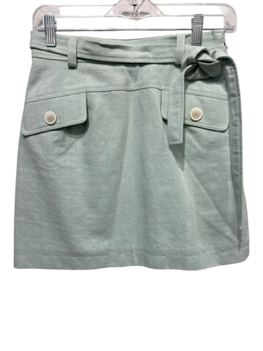 Claudie Pierlot Size 36 Seafoam Green Cotton & Linen Side Zip Flap Pockets Skirt Seafoam Green / 36