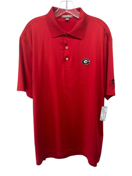 Peter Millar Size L Red Synthetic Solid Athletic Polo Men's Short Sleeve Red / L