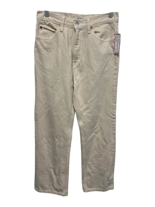 RE/DONE Size 27 Cream White Cotton Denim High Waist Button & Zip Fly Jeans Cream White / 27