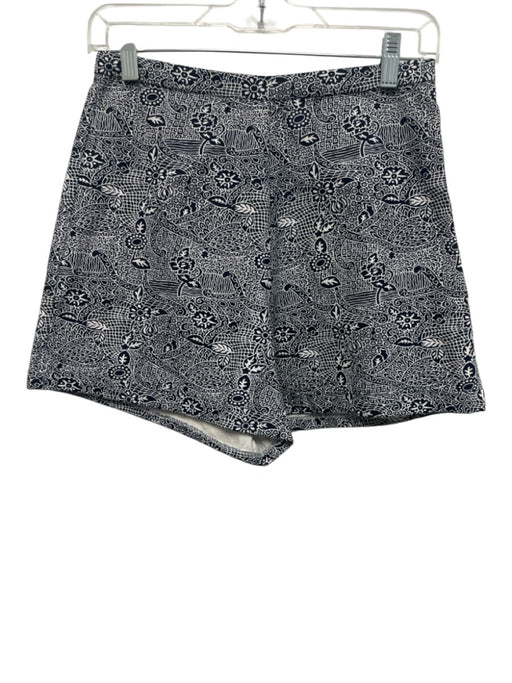 Julia Amory Size XS Navy Blue & White Cotton Floral Mixed Print Side Zip Shorts Navy Blue & White / XS