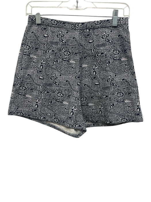 Julia Amory Size XS Navy Blue & White Cotton Floral Mixed Print Side Zip Shorts Navy Blue & White / XS