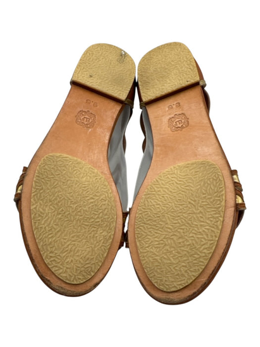 Bali Elf Shoe Size 8.5 Tan & Gold Leather Upper Metallic Detail Back Zip Sandals Tan & Gold / 8.5