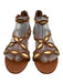Bali Elf Shoe Size 8.5 Tan & Gold Leather Upper Metallic Detail Back Zip Sandals Tan & Gold / 8.5