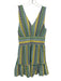 Ramy Brook Size S Blue, Green, Yellow Polyester V Neck & Back Sleeveless Dress Blue, Green, Yellow / S