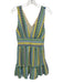 Ramy Brook Size S Blue, Green, Yellow Polyester V Neck & Back Sleeveless Dress Blue, Green, Yellow / S