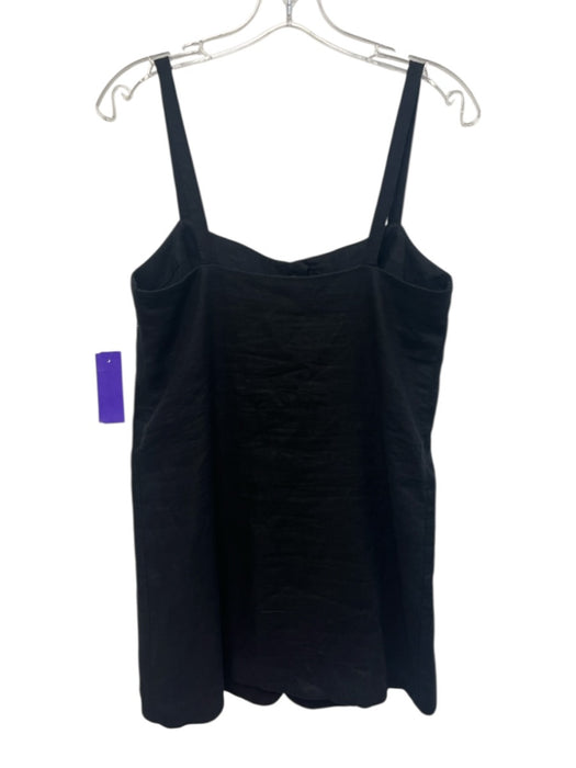 J Crew Size XS Black Linen Square Neck Sleeveless Gold Button Down Dress Black / XS
