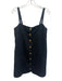 J Crew Size XS Black Linen Square Neck Sleeveless Gold Button Down Dress Black / XS