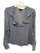 J Crew Size XS Navy Blue & White Viscose Collar Stripe Long Sleeve Top Navy Blue & White / XS