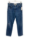 AMO Size 26 Medium Wash Cotton Denim Button Flap High Rise Slim Straight Jeans Medium Wash / 26