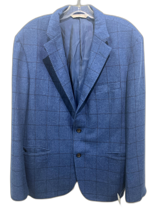 Samuelsohn Blue Wool Plaid 2 Button Men's Blazer Blue / 44r