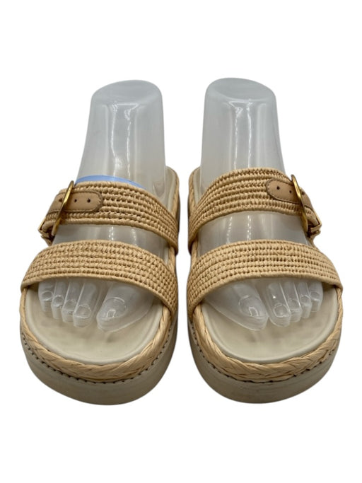 Simkhai Shoe Size 37 Beige Raffia & Leather Woven Gold Tone Buckle Sandals Beige / 37