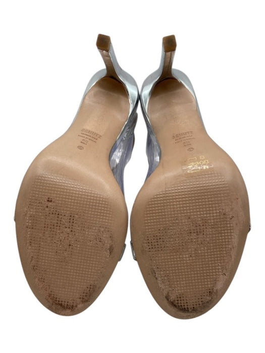 Schutz Shoe Size 6B Silver Leather Metallic Ankle Strap Stiletto Strappy Sandals Silver / 6B