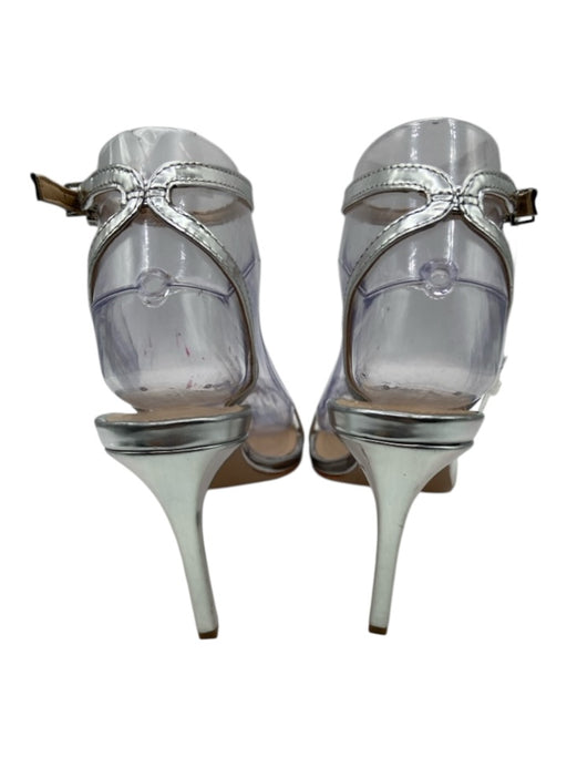 Schutz Shoe Size 6B Silver Leather Metallic Ankle Strap Stiletto Strappy Sandals Silver / 6B