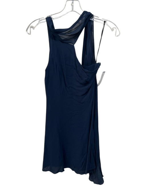 Reformation Size 0 Navy Blue Viscose One Shoulder Sleeveless Side Zip Dress Navy Blue / 0