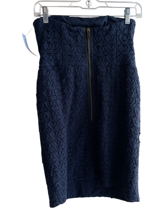 Tibi Size Est S Navy No Fabric Tag Knit Overlay Strapless Pleated Back Zip Dress Navy / Est S