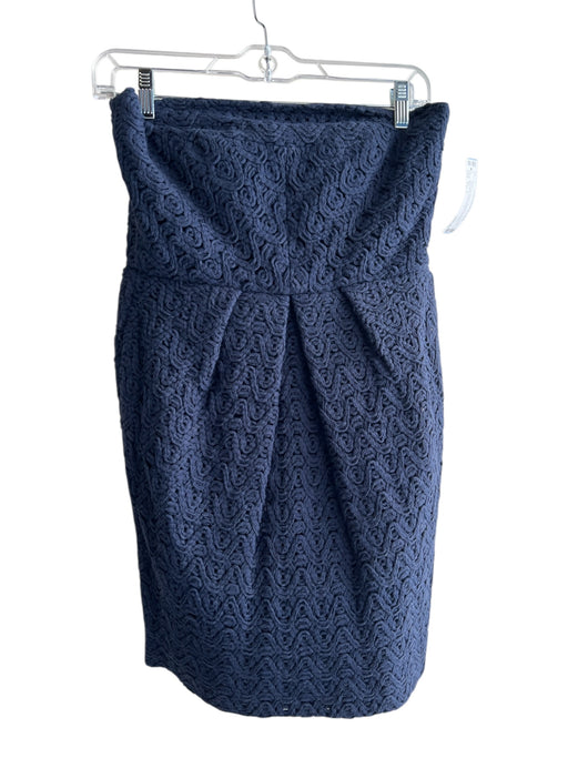 Tibi Size Est S Navy No Fabric Tag Knit Overlay Strapless Pleated Back Zip Dress Navy / Est S