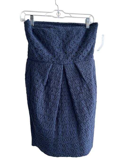 Tibi Size Est S Navy No Fabric Tag Knit Overlay Strapless Pleated Back Zip Dress Navy / Est S