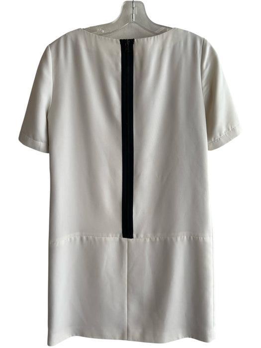 4C Size 2 Ivory & Black Polyester Wide Round Neck Short Sleeve Zip Back Dress Ivory & Black / 2