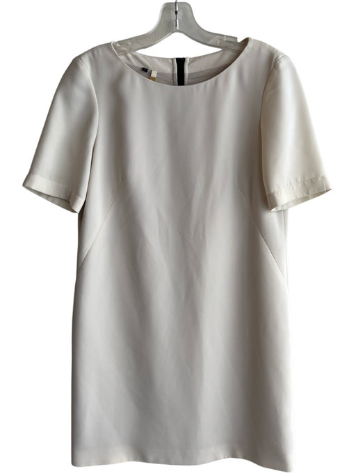 4C Size 2 Ivory & Black Polyester Wide Round Neck Short Sleeve Zip Back Dress Ivory & Black / 2